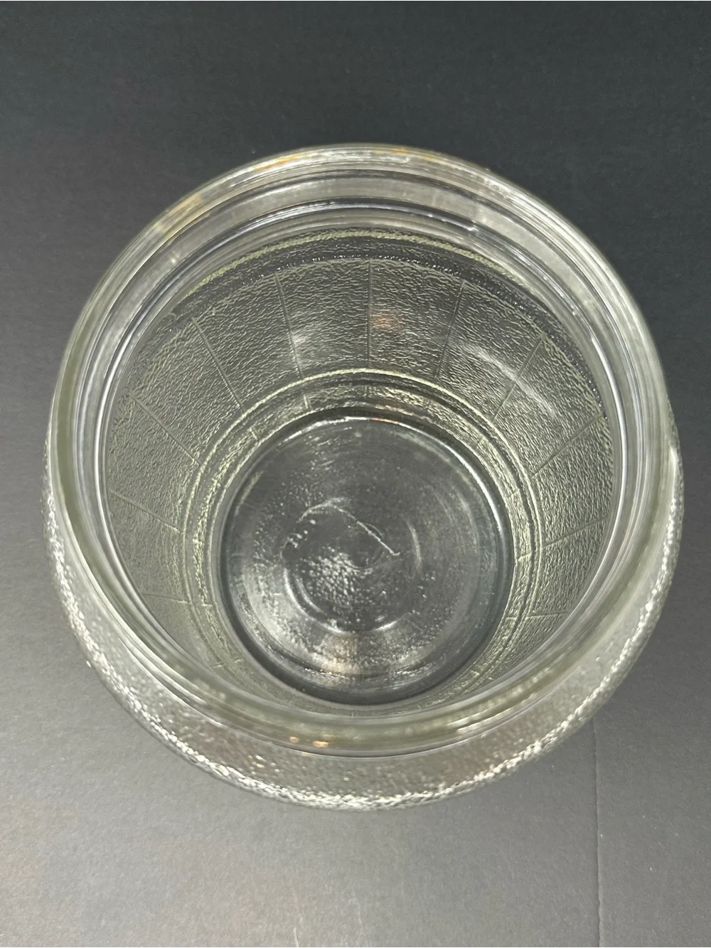 Vintage Ball Jar Textured Clear Glass Barrel with‎ Tin Lid Embossed 2863 A1
